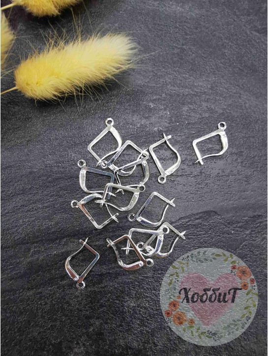 Швензы с застежкой нержавеющие, 1 пара (серебро)